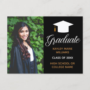 Carte Postale Elegant Graduation Photo Black Gold 2023