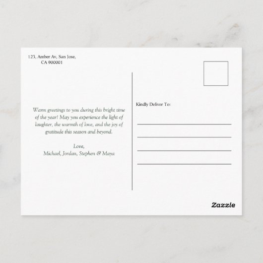 Carte Postale Élégant Green 1 Photo Arch Joyeux Noël (Dos)