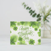 Carte Postale Elegant Green Gold Glitter St Patricks Day Script (Debout devant)