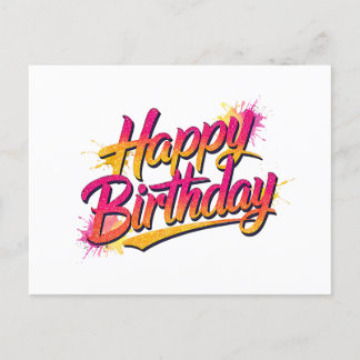 Carte Postale Elegant Happy Birthday Invitation