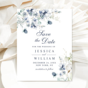 Carte Postale Élégant hiver Foliage Boho Mariage Enregistrer la