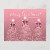 Carte Postale Elegant Holiday Blush Pink Christmas Trees Bows (Devant)
