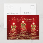 Carte Postale Elegant Holiday Gold Red Christmas Trees w/ Bows (Devant / Derrière)