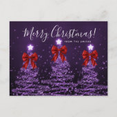 Carte Postale Elegant Holiday Purple Christmas Trees Red Bows (Devant)