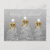 Carte Postale Elegant Holiday Silver Christmas Trees Gold Bows (Devant)