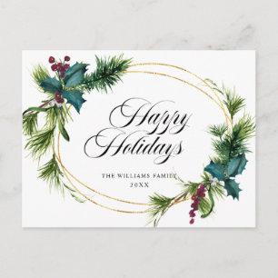 Carte Postale Elégant Holly Berry Noël de Noël de voeux