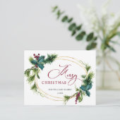 Carte Postale Élégant Holly Berry Pine Fir Noël (Debout devant)