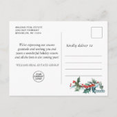 Carte Postale Elegant Holly Deer Noël Accueil d'entreprise (Dos)