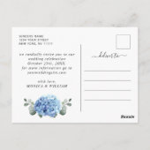 Carte Postale Élégant Hydrangea Bleu Mariage Enregistrer la Date (Dos)