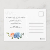 Carte Postale Élégant Hydrangea Bleu Mariage Save the Date (Dos)