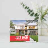 Carte Postale Élégant immobilier personnalisable - JUSTE VENDU (Debout devant)