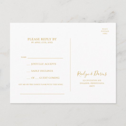 Carte Postale Elégant jardin fleuri | Pastel Song Request RSVP (Dos)