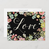 Carte Postale Elégant Jardin Floral Beau Love Script Art (Devant / Derrière)