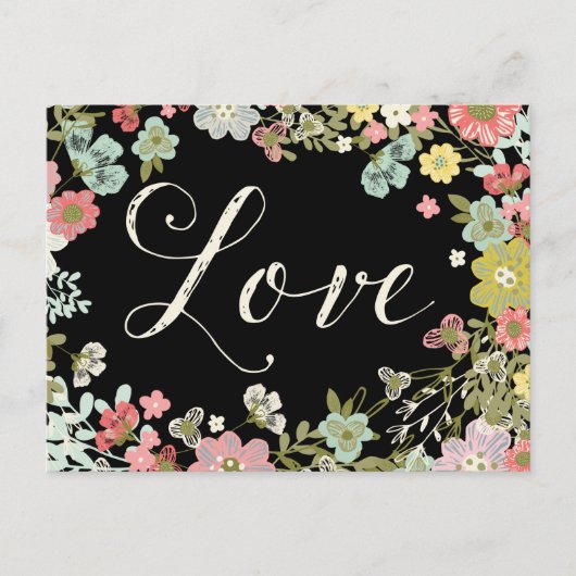 Carte Postale Elégant Jardin Floral Beau Love Script Art (Devant)
