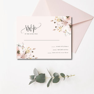 Carte Postale Elégant Jardin Floral Rose Mariage RSVP