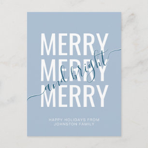 Carte Postale Élégant joyeux et lumineux Noël bleu de fêtes
