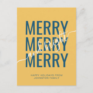 Carte Postale Élégant joyeux et lumineux Noël jaune de fêtes