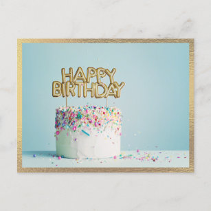 Carte Postale Élégant Joyeux gâteau d'anniversaire moderne