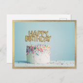 Carte Postale Élégant Joyeux gâteau d'anniversaire moderne (Devant / Derrière)