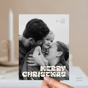 Carte Postale Élégant, Joyeux Noël Famille Photo Chic