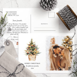 Carte Postale Élégant Joyeux Noël Famille Rapport annuel Photo