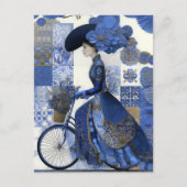 Carte Postale Elegant Lady Bicycle Delft (Devant)