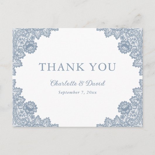 Carte Postale Élégant Lavande Floral Mariage de dentelle Merci (Devant)