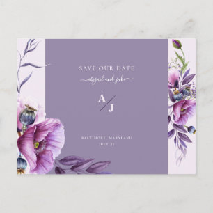 Carte Postale Élégant Lavande Mariage Floral Enregistrer Notre D