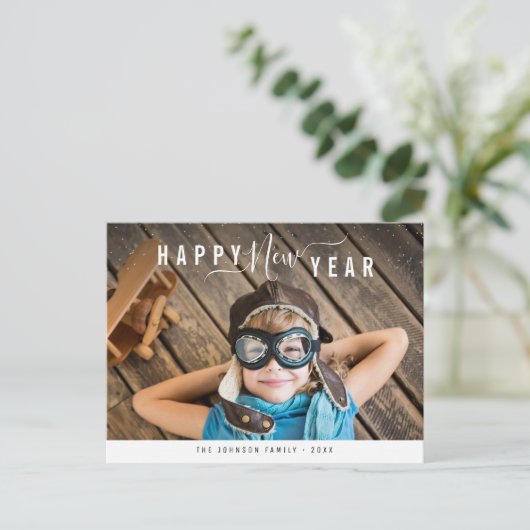 Carte Postale Élégant lettrage Bonne année (Debout devant)