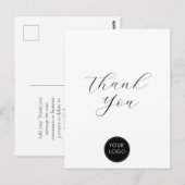 Carte Postale Élégant Logo de Société Script Merci Blanc (Devant / Derrière)