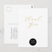 Carte Postale Élégant Logo de Société Script Merci Blanc (Devant / Derrière)