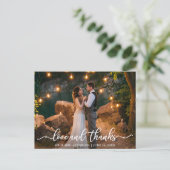 Carte Postale Elegant Love and Thanks Script Mariage Photo (Debout devant)