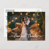 Carte Postale Elegant Love and Thanks Script Mariage Photo (Devant / Derrière)