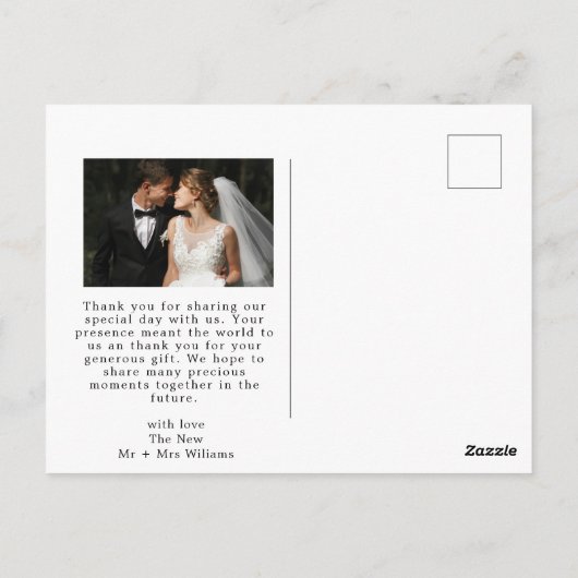 Carte Postale Elegant Love and Thanks Script Photo Mariage (Dos)