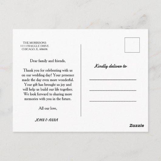 Carte Postale Elegant Love Heart Script Mariage Photo (Dos)