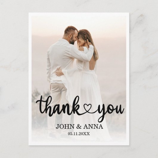 Carte Postale Elegant Love Heart Script Mariage Photo (Devant)