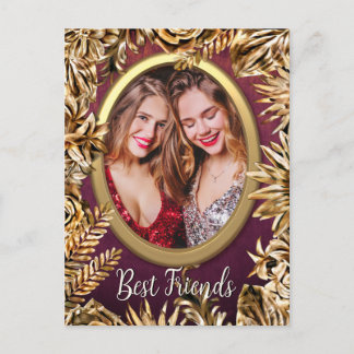 Carte Postale Elégant Luxe Gold Flowers Ajouter Votre Photo Pers