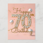 Carte Postale Elégant Luxueux Soft Rose et Or 70e anniversaire (Devant)