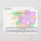 Carte Postale Élégant, magique et gras floral Enregistrer la dat (Devant / Derrière)