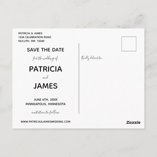 Carte Postale Élégant, magique et gras floral Enregistrer la dat (Dos)