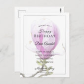 Carte Postale Elégant Magnolia rose voeux d'anniversaire (Devant / Derrière)