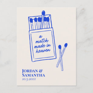 Carte Postale Élégant Mariage Bleu Fait pour le Ciel Enregistrez
