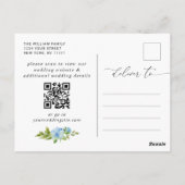 Carte Postale Elégant mariage Blue Hydrangea Enregistrer la date (Dos)