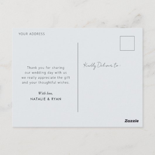 Carte Postale élégant mariage calligraphie merci (Dos)