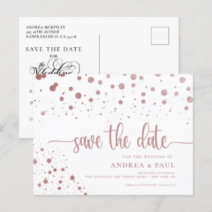 Carte Postale Élégant Mariage Confetti Enregistrer La Date