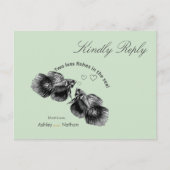 Carte Postale Elégant Mariage d'aquarelle noir Sage (Devant)