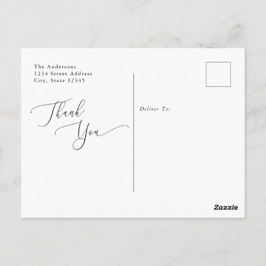 Carte Postale Élégant Mariage de calligraphie Merci (Dos)