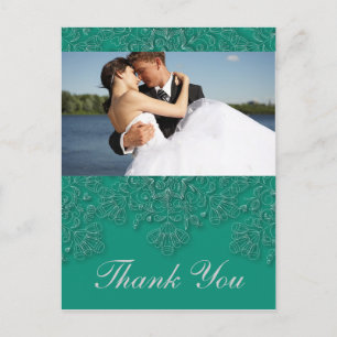 Carte Postale Elégant mariage de fleurs émeraude merci