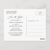 Carte Postale Élégant mariage de forêt d'hiver Enregistrer la da (Dos)