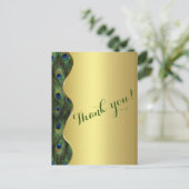 Carte Postale Élégant Mariage de Peacock Or (Debout devant)